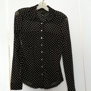 Black and white polka dot blouse